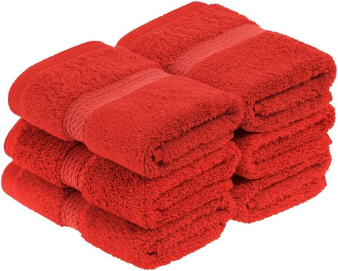Superior Egyptian Cotton Pile Face Towel/Washcloth Set of 6, Ultra Soft Luxury Towels, Thick Plush Essentials, Absorbent Heavyweight, Guest Bath, ...