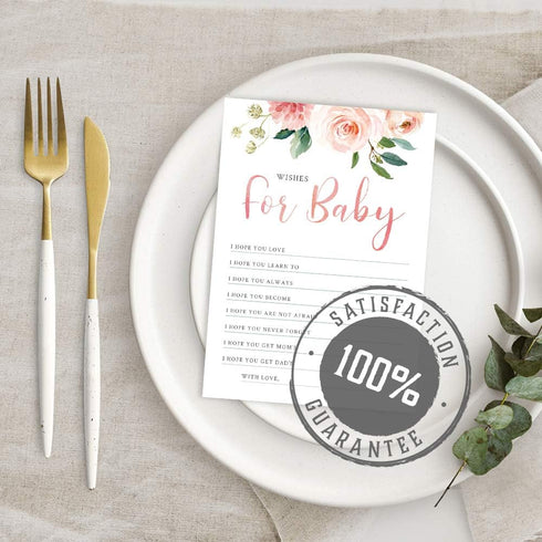 Hat Acrobat Set of 50 Wishes for Baby Cards for Baby Shower - Cute Floral Baby Shower Games - Blush Pink Baby Shower Wishes for Baby Advice Cards ...