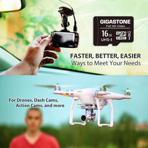 Gigastone 16GB 2-Pack Micro SD Card, FHD Video, Surveillance Security Cam Action Camera Drone, 85MB/s Micro SDHC UHS-I U1 Class 10...