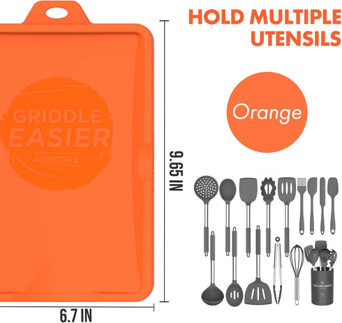 Silicone Spatula Mat for Ladle, Serving Spoon Drip Pad & Grill Utensil Holder for Kitchen, Stovetop, Cooking & Countertop, Heat-Resistant, BPA-Fre...