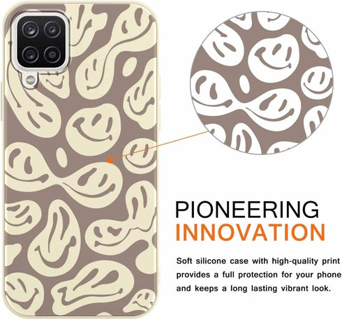 2 Pack Happy Smiley Face for Samsung Galaxy A12 4G 6.5 Inch Phone Case,Aesthetic Cute Smile Design Cases Soft Silicone Slim TPU Shockproof Protect...