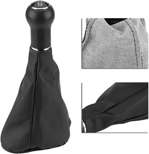 Acouto Car Gear Shift Knob Manual Shifter Knob with Gaiter Boot Cover for Golf 3 for Jetta MK3 1991-1998(5 Speed)...