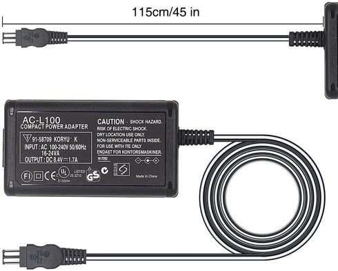 AC-L100 Power Supply Charging Adapter for Sony Handycam Camera Camcorder,8.4V 1.5A,for DCR TRV128 TRV103 TRV130 TRV150, CCD-TRV108 TRV308 Replace ...