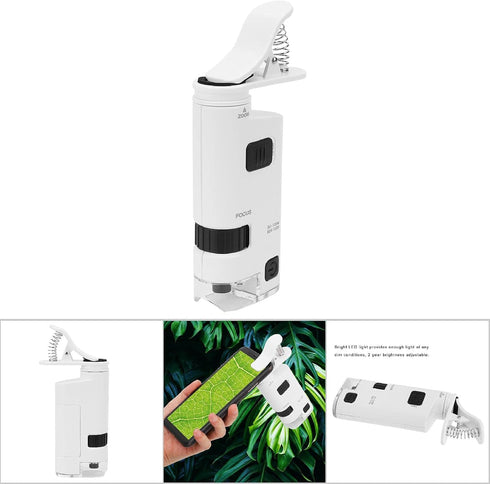 80-120X LED Cell Phone Microscope Mini Smart Phone Lens Magnifier Magnifying Clamp Fit for Industrial Jewelry Circuit Board Printing Detection...