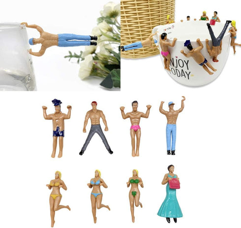 Ipetboom 8Pcs Wine Glass Markers, Wine Charms Glass Markers Cup Ornaments Action Figurines Doll Wine Markers Wine Glass Charms Glass Recognizer fo...