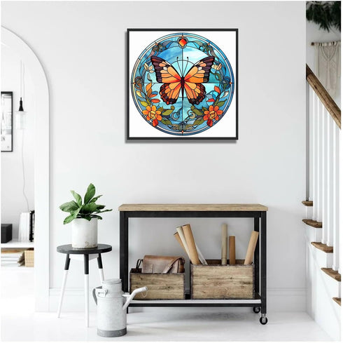 VIGEGU Stamped Cross Stitch Kits for Adults Beginners,Butterfly Flowes Counted Cross Stitch Kits,DIY Embroidery Needlepoint Kits Home Decor 13.8X1...