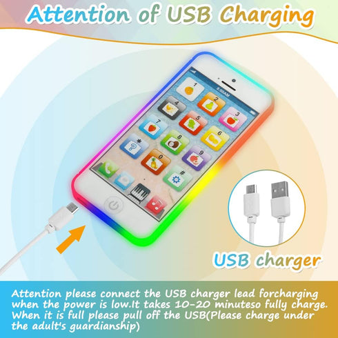 Baby Toy Phone for 12 to 36 Months Touch and Music Phone, Educational Toys & Gifts for Baby Kids Children, Play to Learn USB Recharable with 8 Fun...