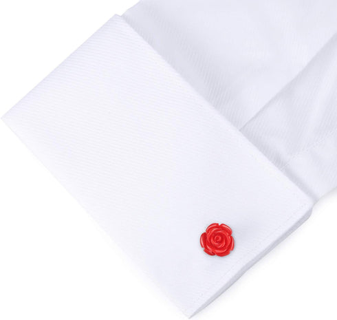 HONEY BEAR Cufflinks for Men Red Rose Flowe rfor Shirt Wedding Gift...
