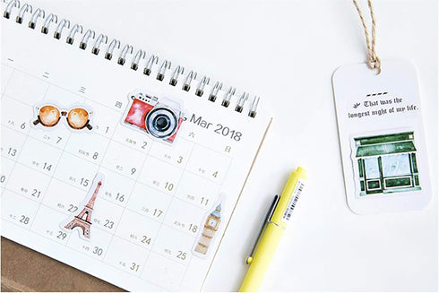 Mini Size Scrapbook Stickers, 45pcs Doraking DIY Decoration Travel Stickers Life Set for Travel Case, Laptop, Planners, Calendars, Scrapbook, Suit...