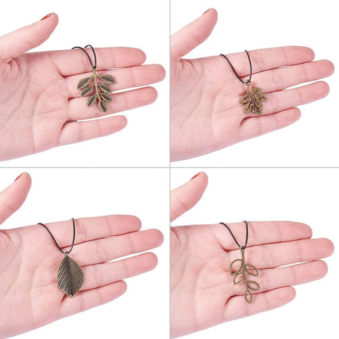 PH PandaHall 150pcs 15 Styles Tree Leaf Charms Pendants, Tibetan Branch Leaves Charms Metal Alloy Leaf Beads Antique Bronze Dangle Charm for Fall ...