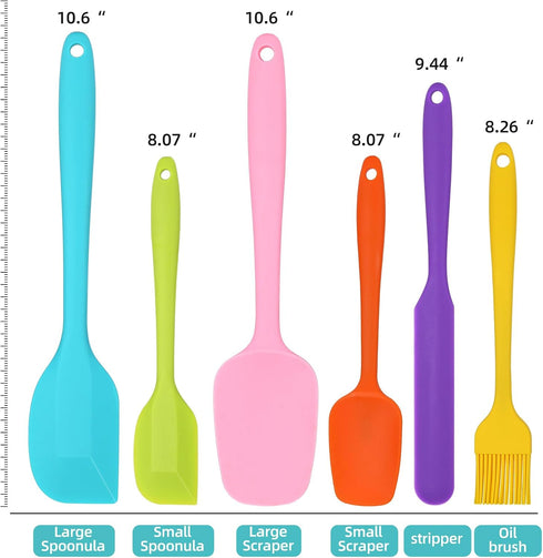6PCS Silicone Spatula Set, FXFSTEEL Heat Resistant up 600°F Silicone Spatulas Kitchen Utensils for Cooking &Baking Needs BPA-Free Multicolor...