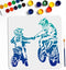 Father and Son Motorcycle off Road Stencil 11.8×11.8inch Large Family Autobikes Painting Stencils with Paint Brush Decorative Happy Father's Day T...