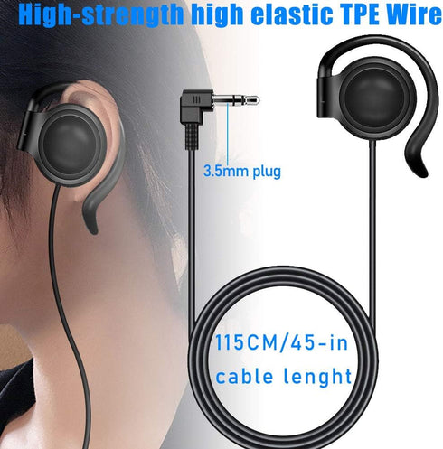 EXMAX Wired Single Headphones 3.5mm Left-Side Earphone One Ear Ear-Hook Headphone for EXD-101 ATG-100T Wireless Tour Guide Receiver Radio Podcast ...