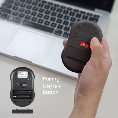 Perixx PERIMICE-802B Wireless Bluetooth Mouse - Portable Design for Windows, iOS, and Android Tablet - Black Rubber Black...