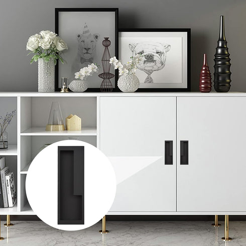 Zinc Alloy Barn Door Handles, 2pcs Hidden Cabinet Handles with Hidden Screws, Modern Simple Door Pull Handle for Sliding Barn Drawer Cupboard Ward...