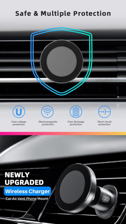 Magnetic Car Mount Charger – 15W Magnetic Phone Charger Compatible with iPhone, Samsung, Huawei – Fast-Charging Car Phone Holder Wireless Charger ...
