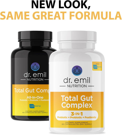 DR. EMIL NUTRITION Total Gut Health Complex - Prebiotic + Probiotic + Postbiotic Gut Health Supplements for Women and Men - Probiotics for Digesti...