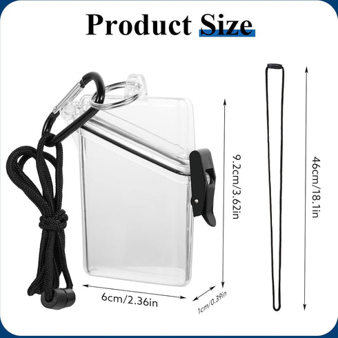 3 Pack Waterproof ID Badge Holder Case Clear Vertical ID Card Holder with Lanyard Carabiner and Keychain Durable Locker Dry Box...