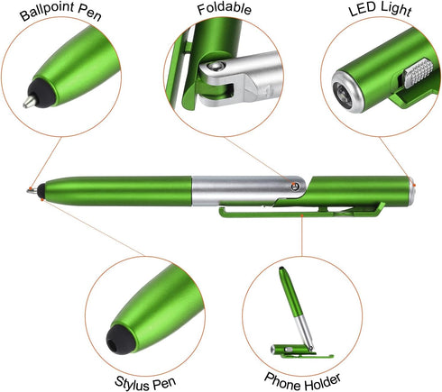 MECCANIXITY Multifunction Stylus Pen Capacitive Touch Screen Ballpoint Pens with LED Light, Foldable Phone Holder Stand for Writing in The Dark, G...