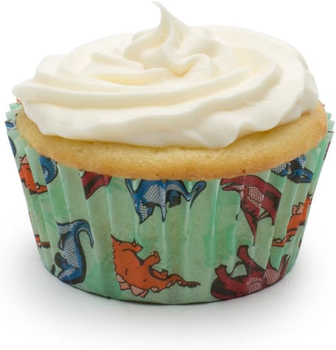 Fox Run Dinosaur Paper Muffin and Cupcake Liners, Set of 50 Standard Size Wrappers...