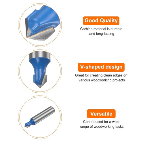 Router Bits 5/16" Dia 1/2" Shank 90 Degree V Type End Mill Carbide for Woodworking Carpentry Engraving Edge Trimmer Cutter Tools...