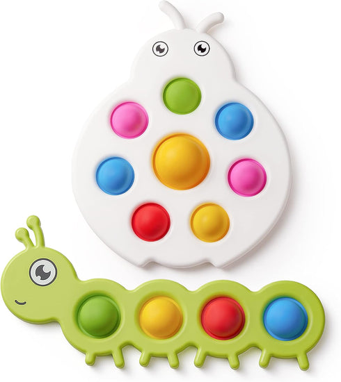 LiKee Fidget Popper Sensory Baby Toys for 10+ Months, Montessori Busy Toy for 1 2 3 Year Old Toddlers Push and Popping Bubbles Fine Motor Skill, T...