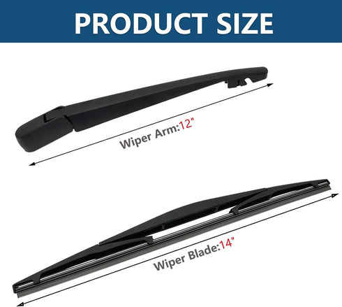 Rear Windshield Wipers Blade Arm Set for Acura MDX 2014-2020, Honda CRV CR-V 2007-2011, Back Glass Wiper Arm Blade Replacements All Seasons Fit, R...