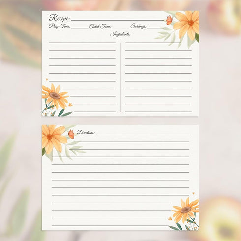 Recipe Cards 4x6, Premium Double-Sided Recipe Cards for Wedding, Bridal Shower, Housewarming, Set of 60 (4x6,Daisy)...
