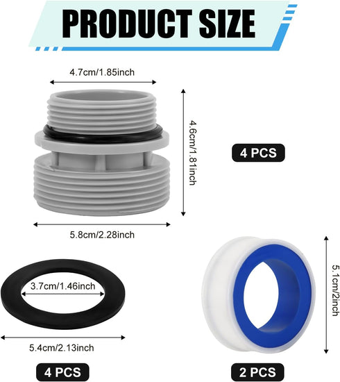 4pcs Filter Hose Conversion Kit, Above Ground Pool Adapter for Intex Pool 40mm to 1 1/2 Inch Conversion Kit Hose Conversion Adapters Kit Compatibl...
