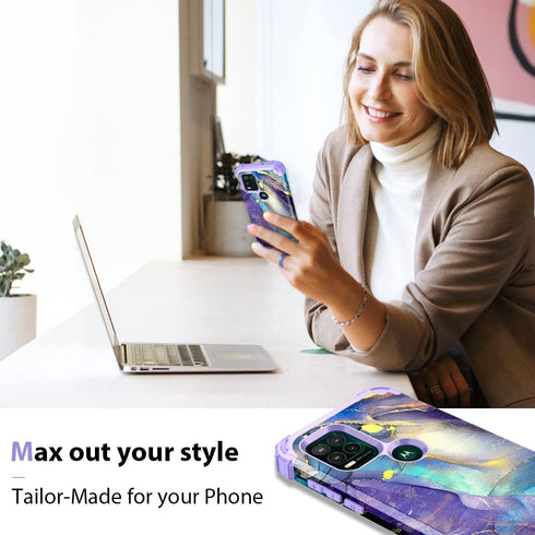 Rancase for Moto G Stylus 2021 5G Case,Three Layer Heavy Duty Shockproof Protection Hard Plastic Bumper +Soft Silicone Rubber Protective Case for ...