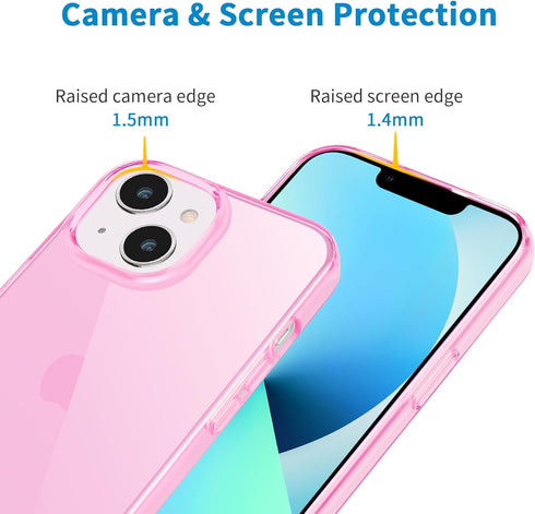 JJGoo Compatible with iPhone 13 Case, Clear Pink Soft Shockproof Protective Slim Thin Phone Bumper Cover for iPhone 13-6.1 inch 2021...