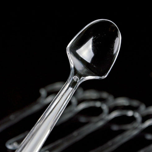 AKOAK 100 Count Disposable Mini Clear Plastic Spoons for Dessert, Appetizer, Ice Cream and Soup...