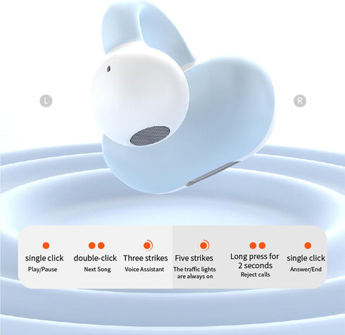 Bluetooth Ear Clip,Single Wireless Ear Bud Clip On Earbud Open Ear Headphone Bluetooth Wireless headset Ear Clip Bone Conducting Induction Earphon...