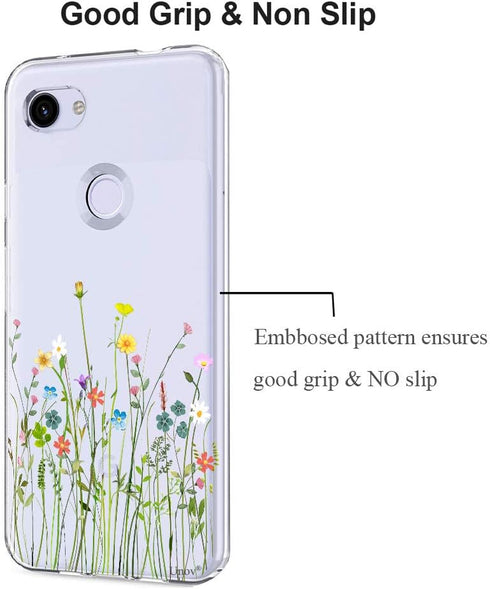 Unov Pixel 3a Case Clear with Design Soft TPU Shock Absorption Slim Embossed Pattern Protective Back Cover for Pixel 3a 5.6 inch (Flower Bouquet)...