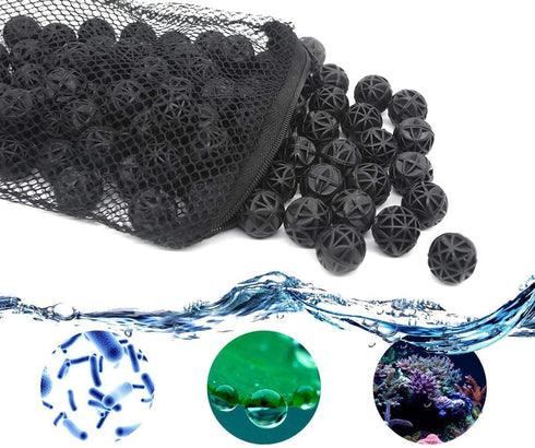 J-star 100pcs 0.62-Inch Aquarium Bio Balls Filter Media, Aquarium Fish Tank Filter Media, Pond Media Filter Balls with Media Bags...