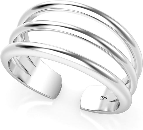 Metal Factory Sterling Silver 3 Row Adjustable Toe Band Ring...