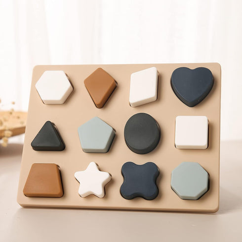 Mamimami Home Toddlers Shape Puzzle Montessori Learning Shape Toy Board for Kids Preschool Boys & Girls Educational Learning Silicone Shape Toys...