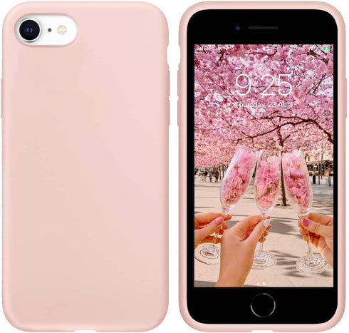 IceSword iPhone SE 3 Case 2022 - Silicone Sand Pink, Liquid Gel Rubber Cover, Drop Protection 4.7" iPhone SE 3...