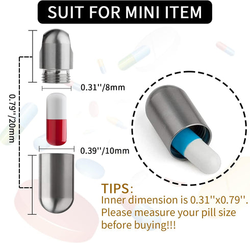 Pill Holder,Titanium Small Pill Case for Purse Wallet,Portable Travel Pill Box Daily Pill Container Keychain Waterproof Bottle for Travel Outdoor...