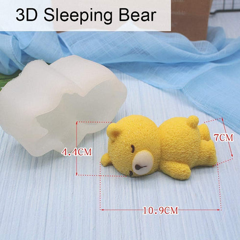 3D Sleeping Bear Silicone Soap & Cake Jello Mold...