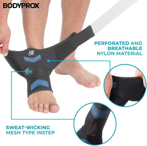 Ankle Brace for Women and Man, Ankle Compression Sleeve, Ankle Support with Adjustable Compression Strap for Sprained Ankle, Injury Recovery and M...