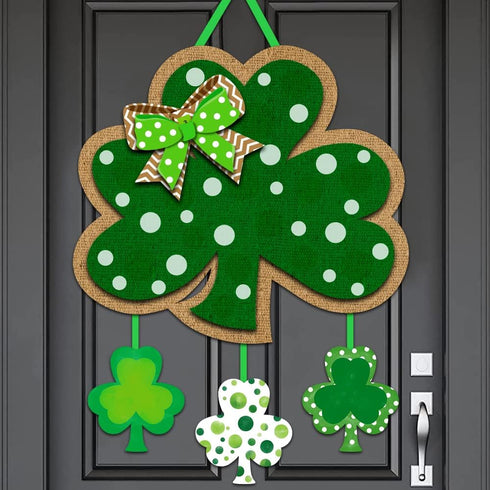 Friday Night St. Patrick's Day Door Sign Irish Hanging Welcome Board 3-D Cardboard Green Shamrock Hanger Home Wall Decor...
