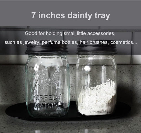 Stainless Steel Decorative Tray, Set of 2, 7 Inch Long, Jewelry Dish Cosmetics Organizer Bathroom Clutter Serving Platter Small Storage Tray, Oval...