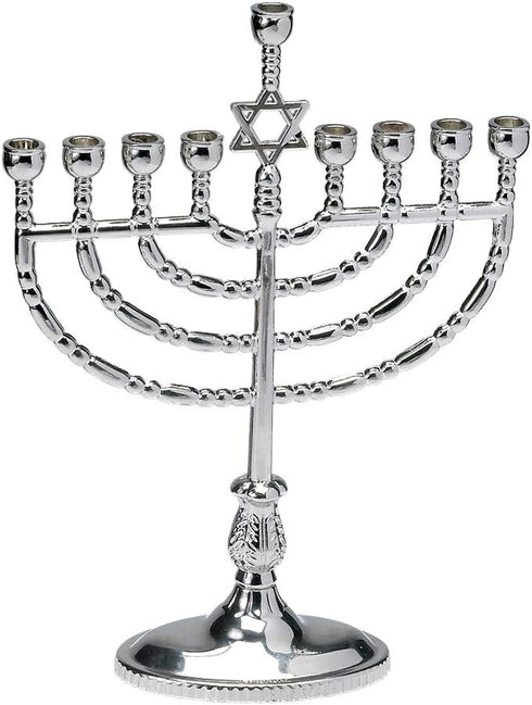 Rite Lite Hanukkah Silver Menorah - Modern & Polished Chanukah Menorah Jewish Holiday Party Favors Decorations Judaica Festival of Lights...