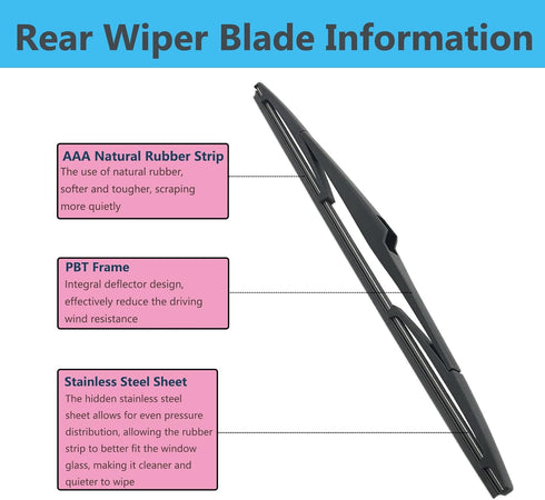 Rear Wiper Blade Arm Set Replacement for Toyota Prius 2010-2015 Back Glass Wipers, Factory OE Style Rear Windshield Wiper Arm & Wiper Blade 852414...
