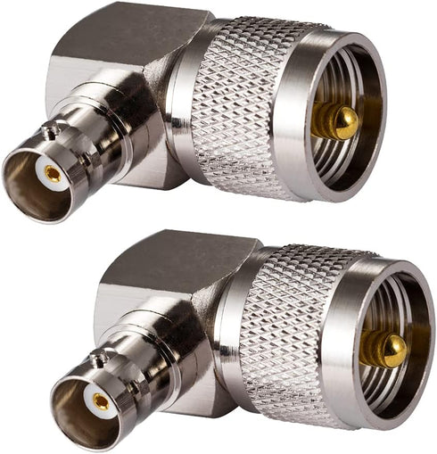 2PCS CB Radio Adapter, UHF Male to BNC Female Right Angle 90-Degree Antenna Adapter, Nickel Plated...