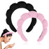 Skincare Headband for Washing Face, Terry Cloth Spa Headband for Women, Puffy Makeup Headbands for Face Washing, Skin Care, Mask (Black and Pink, ...