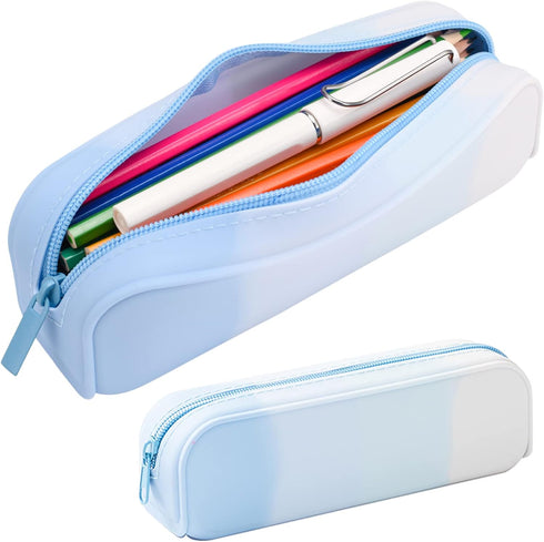Pencil Case,Colorful Silicone Waterproof Pencil Pouch Aesthetic Lightweight&Portable Pen Bag Stylish Small Office Supplies for Adults,Women and Me...