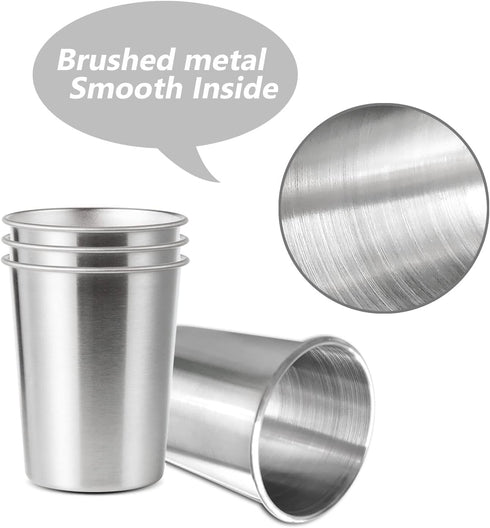 4Pack 6oz Small Stainless Steel Cups, BPA Free Healthy Pint Drinking Cups Metal Drinking Glasses For Kids (Silver, 170ml/6oz)...