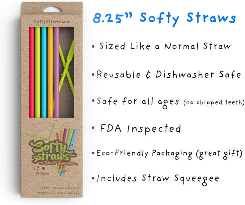 Silicone Straws - Slender Size BPA Free Non-Rubber Silicon Reusable Drinking Straws for Stainless Steel 20 oz Yeti Tumbler - Flexible, Chewy, Bend...